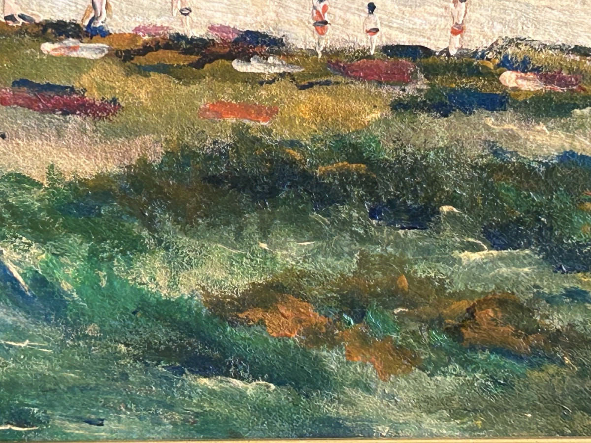 J. Benedek, paysage Lac Balaton (Hongrie) huile sur carton-photo-6