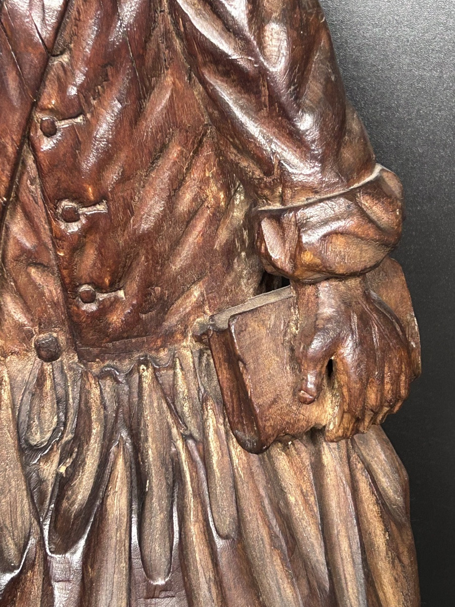 18th Century Carved Wooden Statue Of Saint Jacques De Compostelle Pilgrim-photo-1