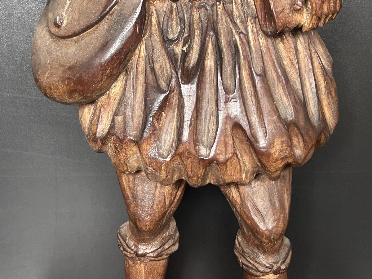 18th Century Carved Wooden Statue Of Saint Jacques De Compostelle Pilgrim-photo-2