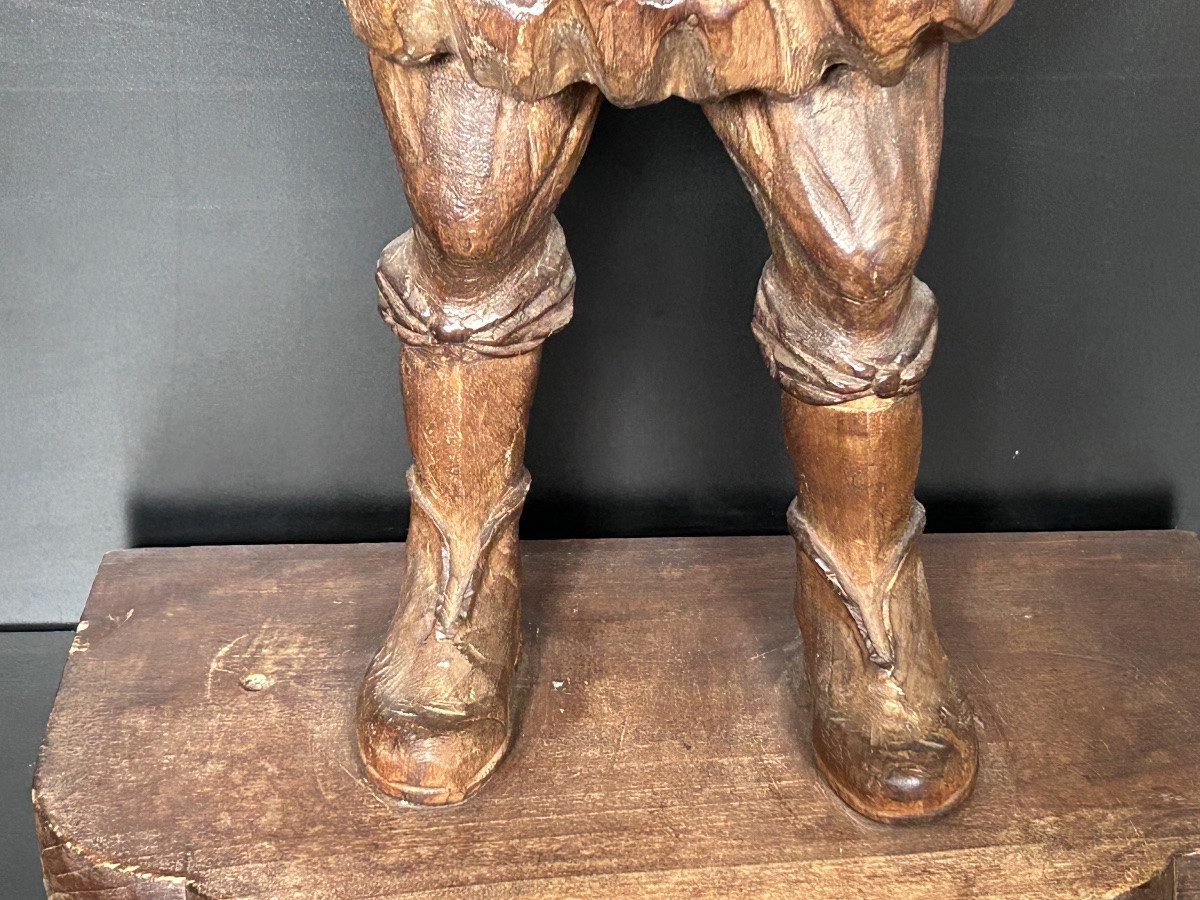 18th Century Carved Wooden Statue Of Saint Jacques De Compostelle Pilgrim-photo-3