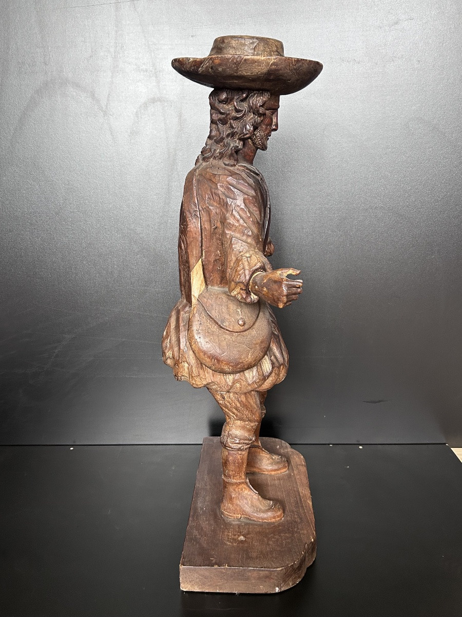 18th Century Carved Wooden Statue Of Saint Jacques De Compostelle Pilgrim-photo-5