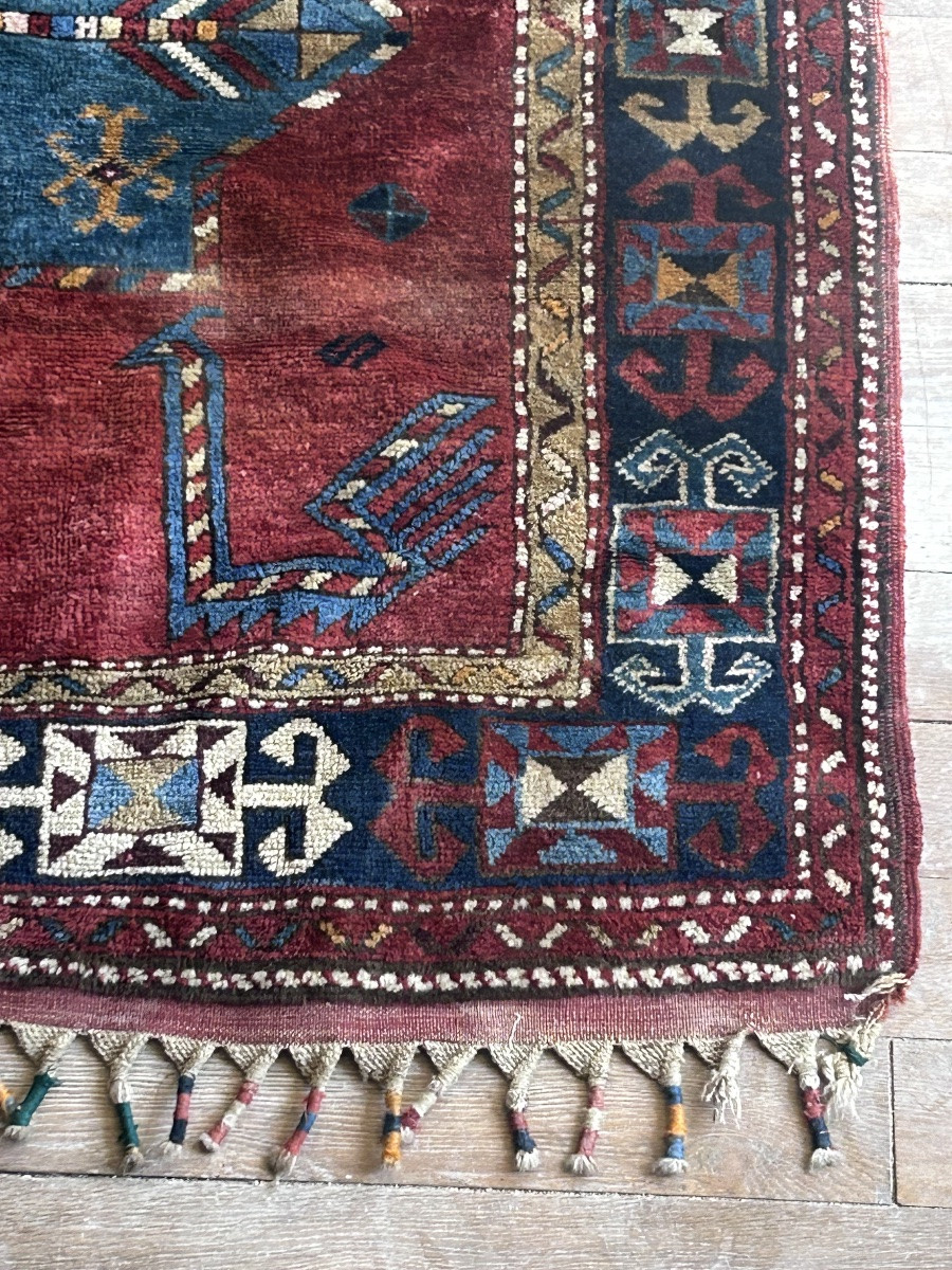 Old Woolen Collector's Carpet 20th Century-photo-2