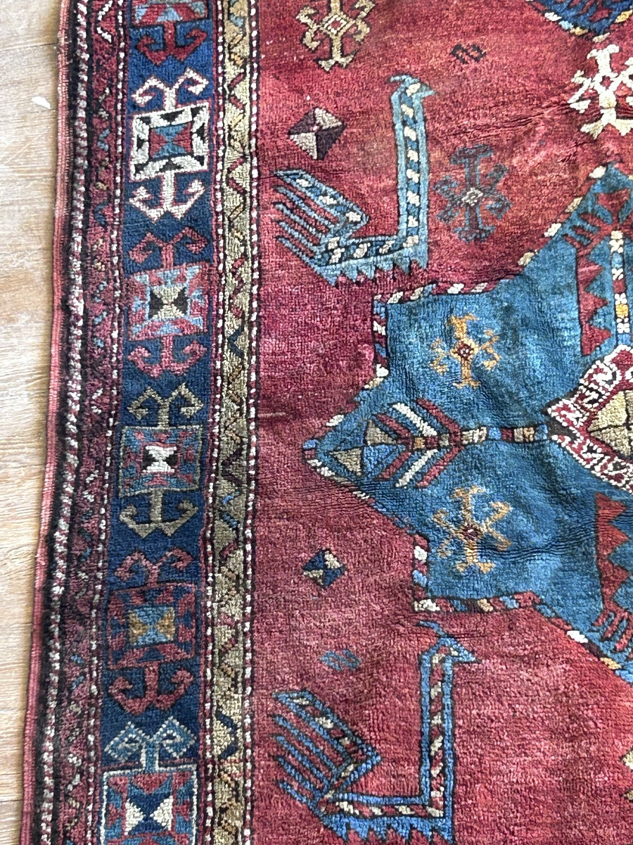 Old Woolen Collector's Carpet 20th Century-photo-1