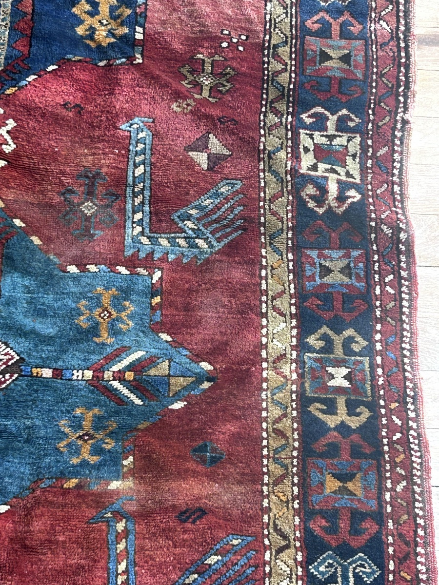 Old Woolen Collector's Carpet 20th Century-photo-3