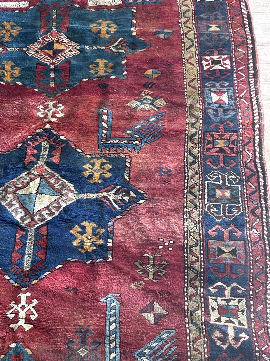 Old Woolen Collector's Carpet 20th Century-photo-4