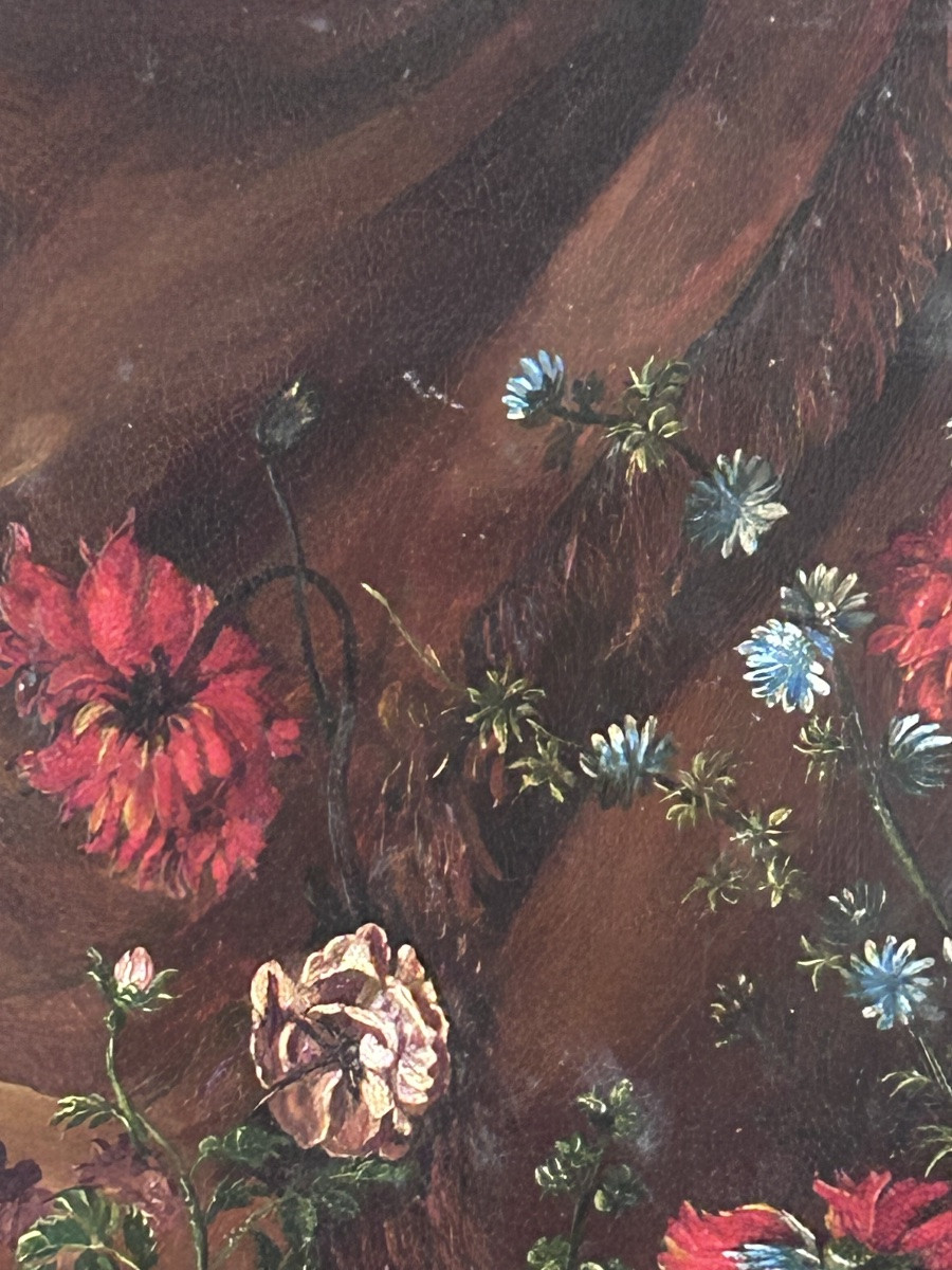 Huile sur cuivre, bouquet de fleurs dans un vase XIXe siècle -photo-2