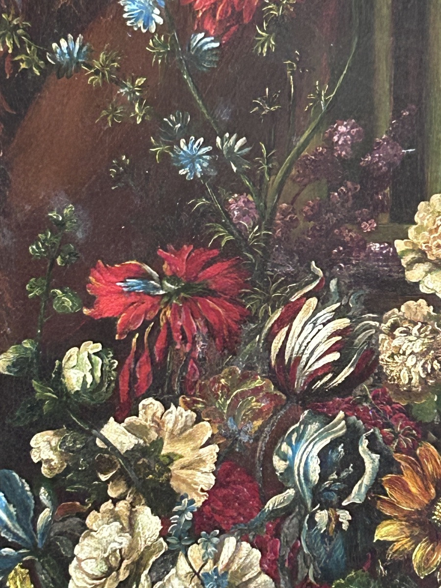 Huile sur cuivre, bouquet de fleurs dans un vase XIXe siècle -photo-4