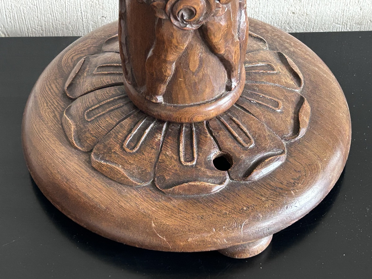 Carved Wood Art Deco Lamp Base-photo-2