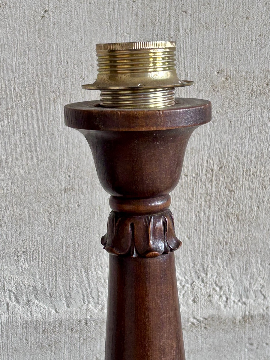 Carved Wood Art Deco Lamp Base-photo-1
