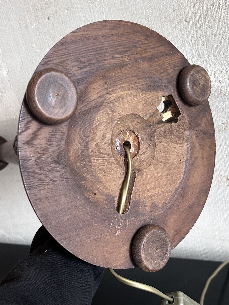 Carved Wood Art Deco Lamp Base-photo-2