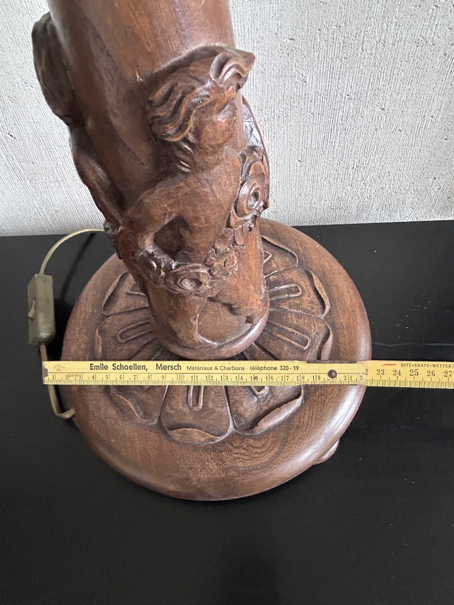 Carved Wood Art Deco Lamp Base-photo-4
