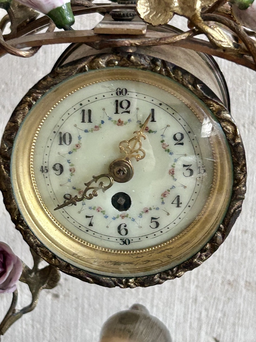 Pendule de cheminée en bronze et porcelaine, Napoléon III-photo-6