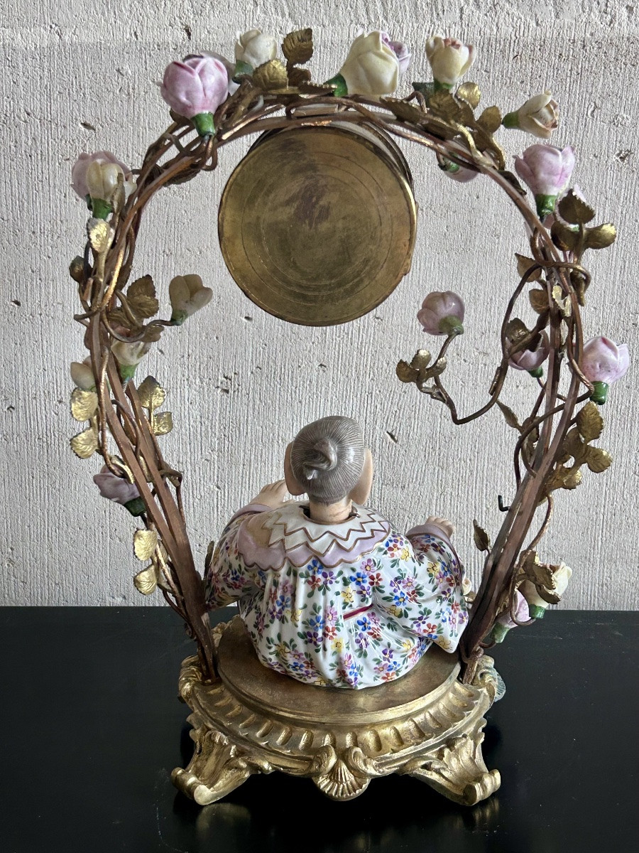 Pendule de cheminée en bronze et porcelaine, Napoléon III-photo-8