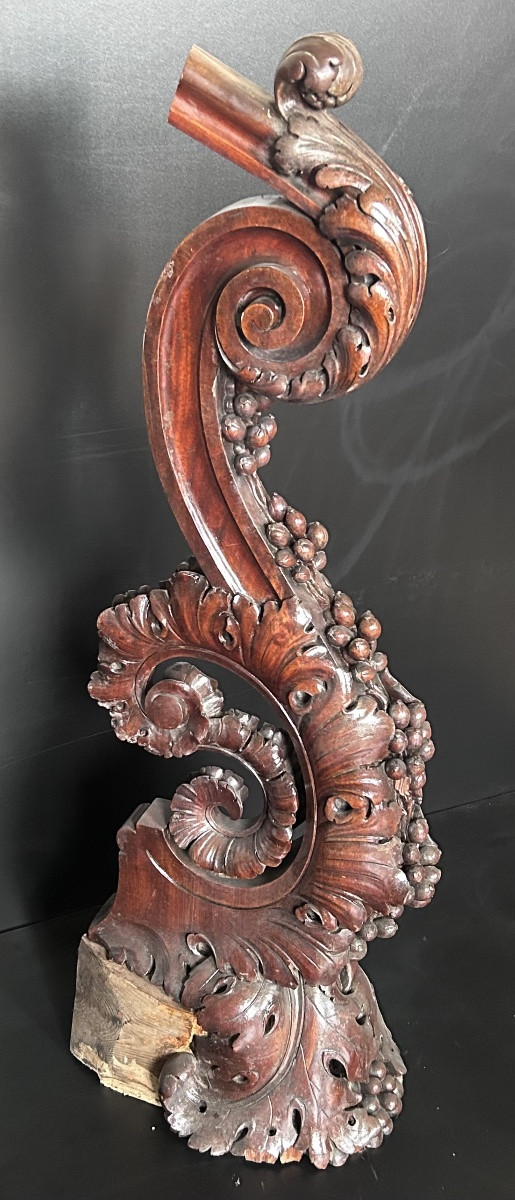 Départ d’escalier en noyer sculpté, belle époque XIXe siècle -photo-3