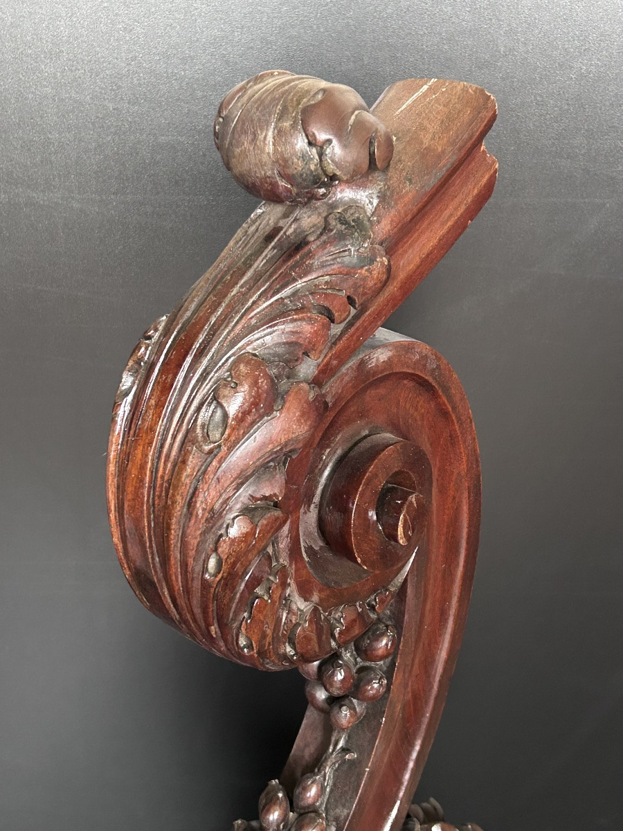 Départ d’escalier en noyer sculpté, belle époque XIXe siècle -photo-1