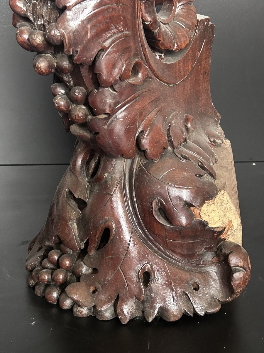 Départ d’escalier en noyer sculpté, belle époque XIXe siècle -photo-2