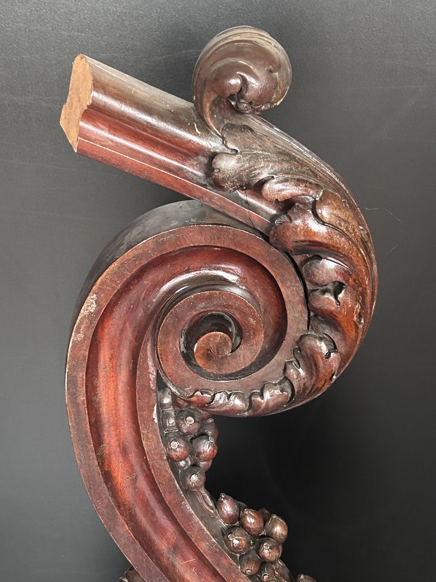Départ d’escalier en noyer sculpté, belle époque XIXe siècle -photo-4