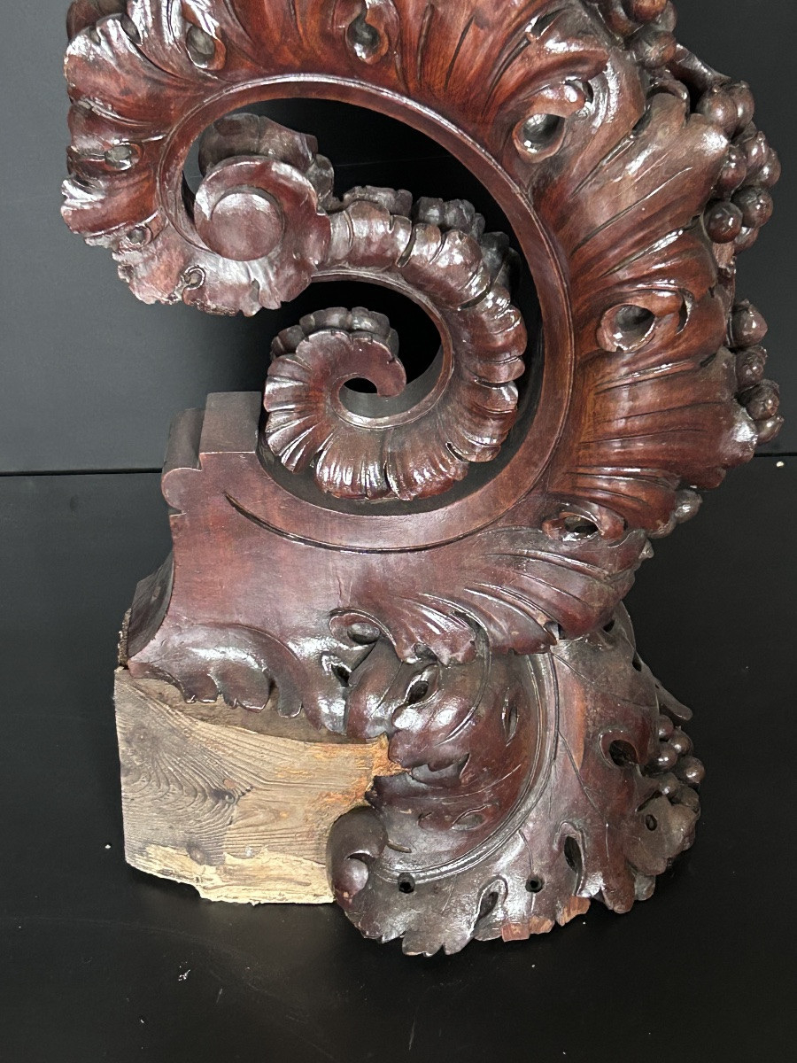 Départ d’escalier en noyer sculpté, belle époque XIXe siècle -photo-6