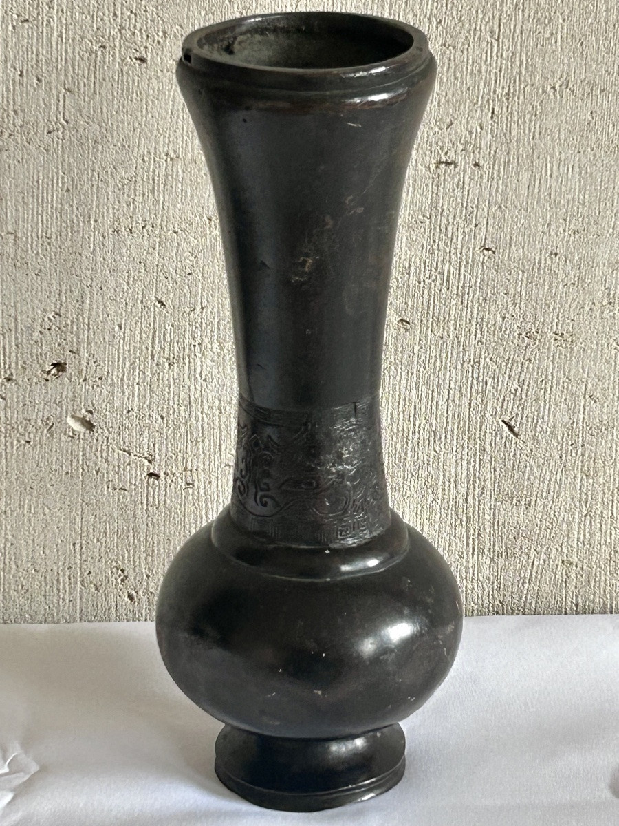 Antique Japanese Bronze Vase 19th Century-photo-2