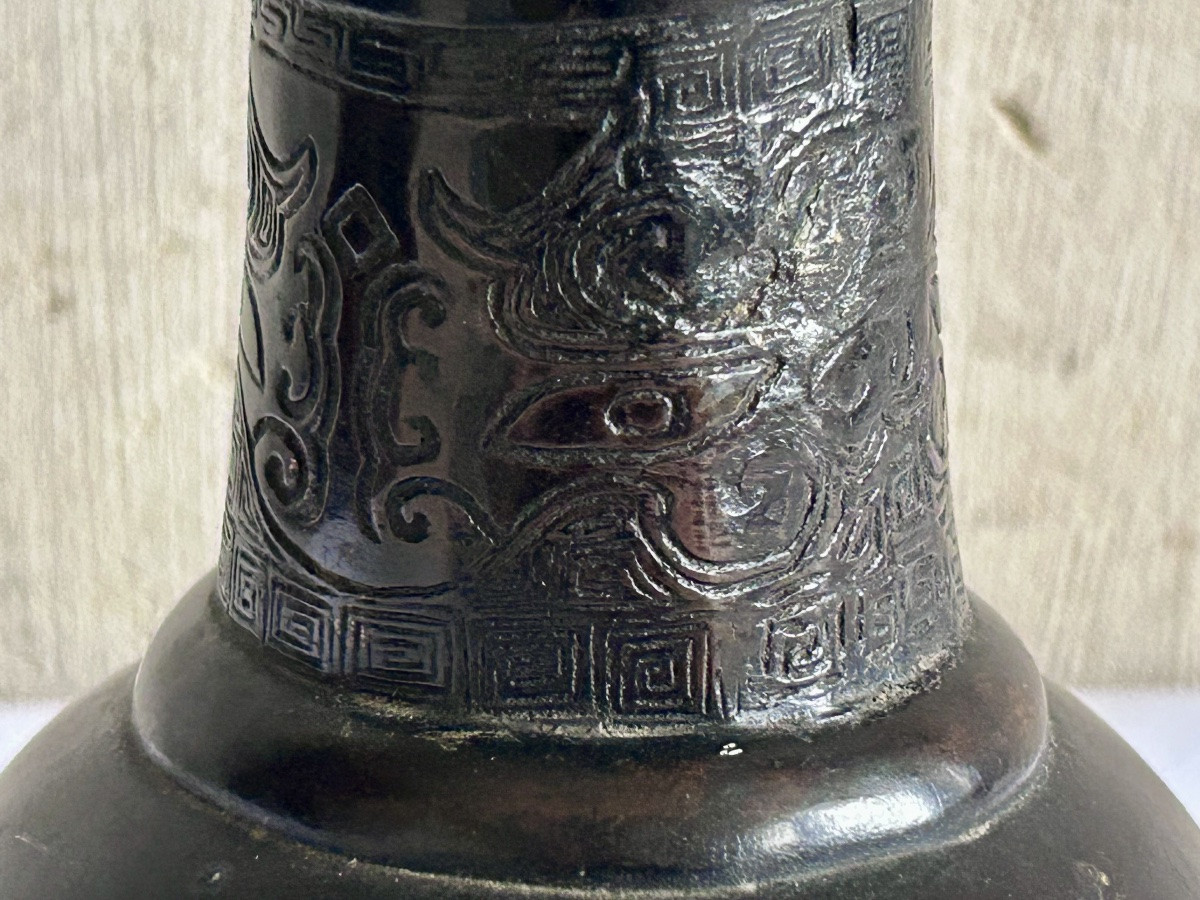 Antique Japanese Bronze Vase 19th Century-photo-4