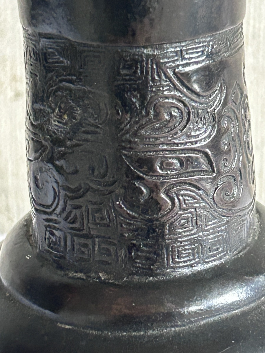 Antique Japanese Bronze Vase 19th Century-photo-1
