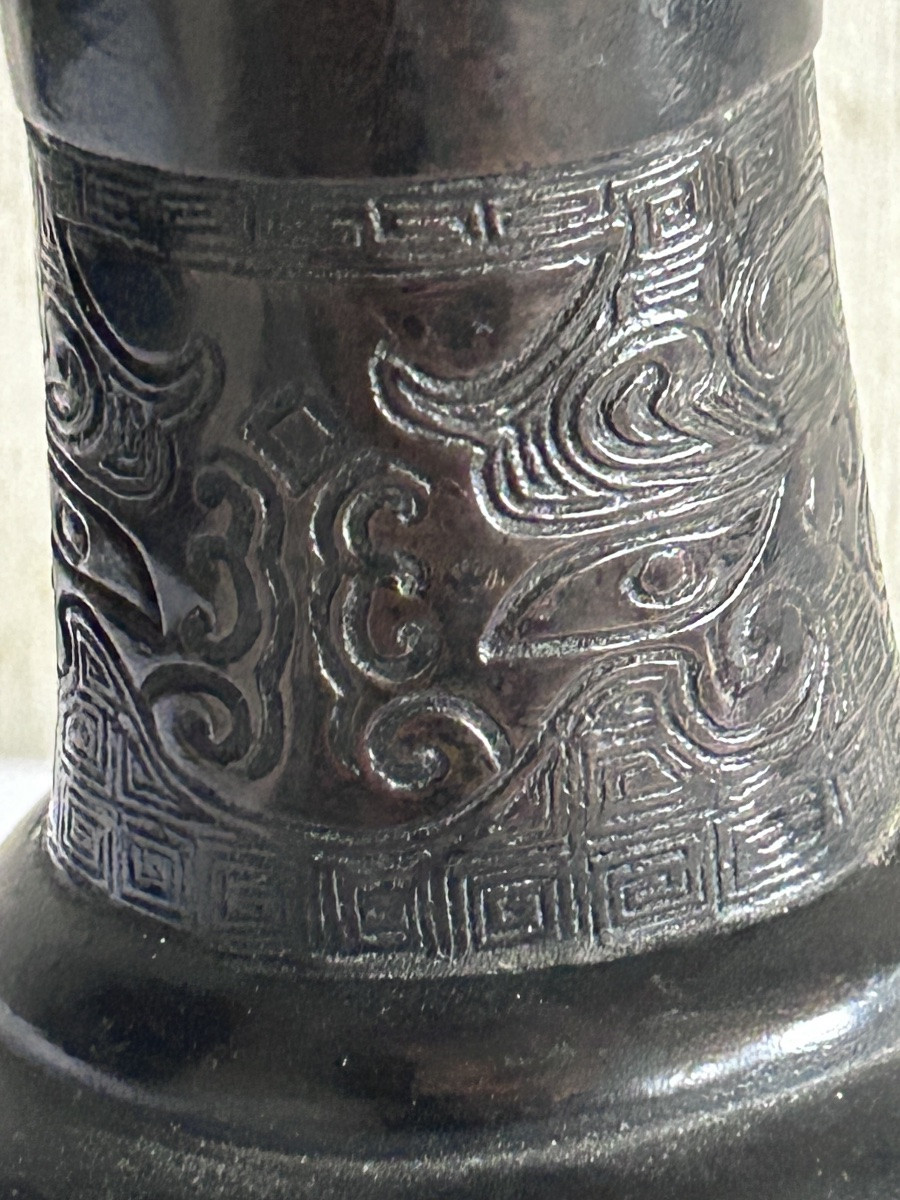 Antique Japanese Bronze Vase 19th Century-photo-2
