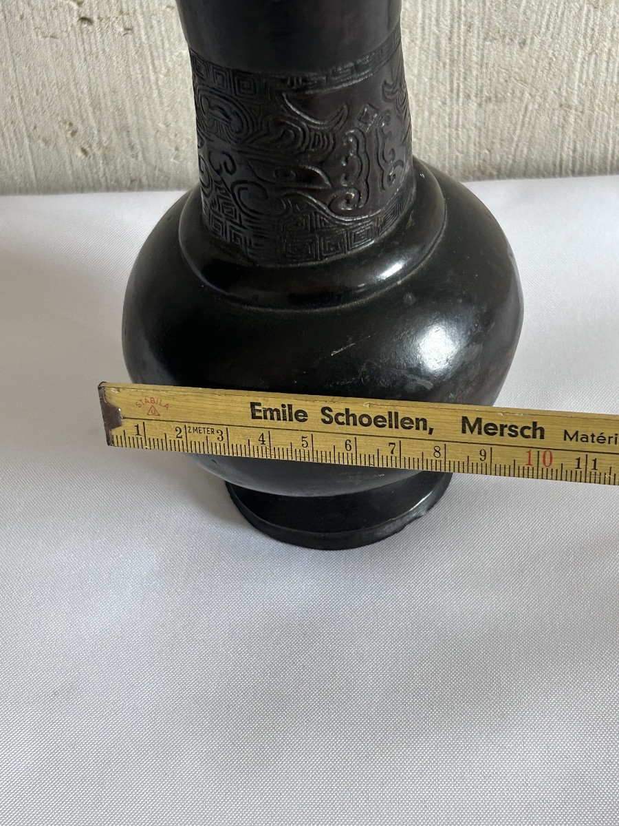 Antique Japanese Bronze Vase 19th Century-photo-5