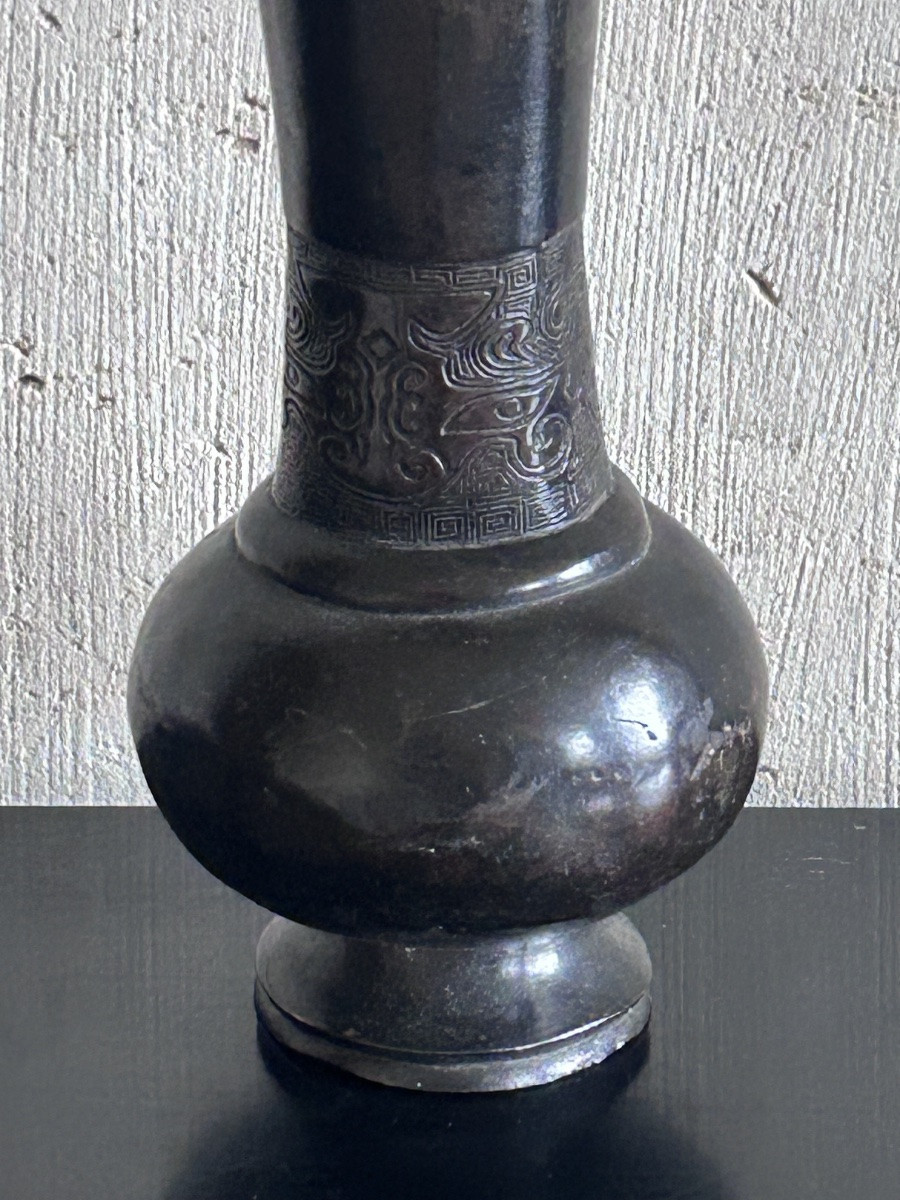 Antique Japanese Bronze Vase 19th Century-photo-6