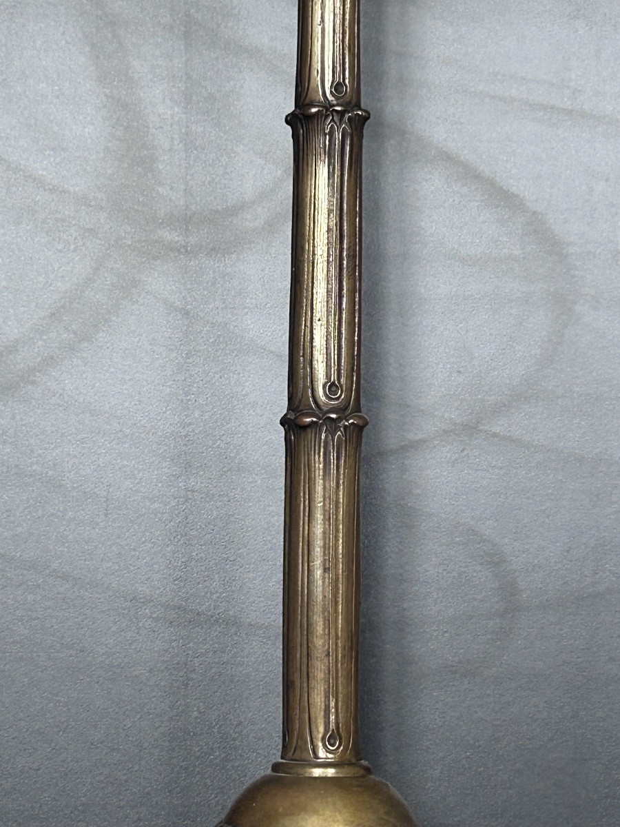 Large Art Deco Lamp Base In Patinated Bronze-photo-1