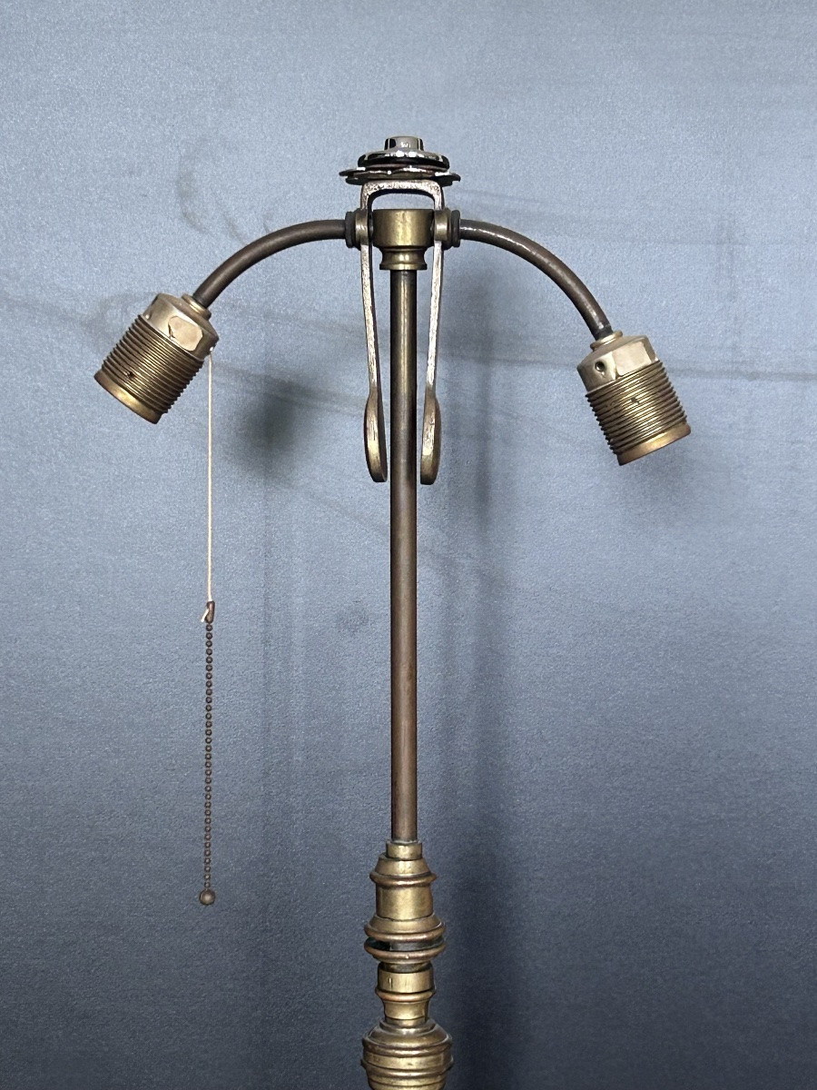 Large Art Deco Lamp Base In Patinated Bronze-photo-4