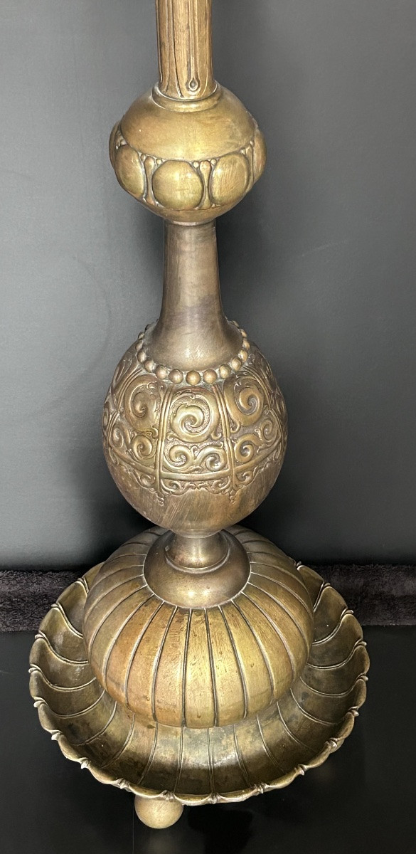 Large Art Deco Lamp Base In Patinated Bronze-photo-6