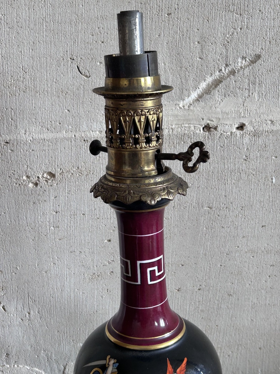 Paire de lampes à pétrole en porcelaine Napoléon III-photo-1