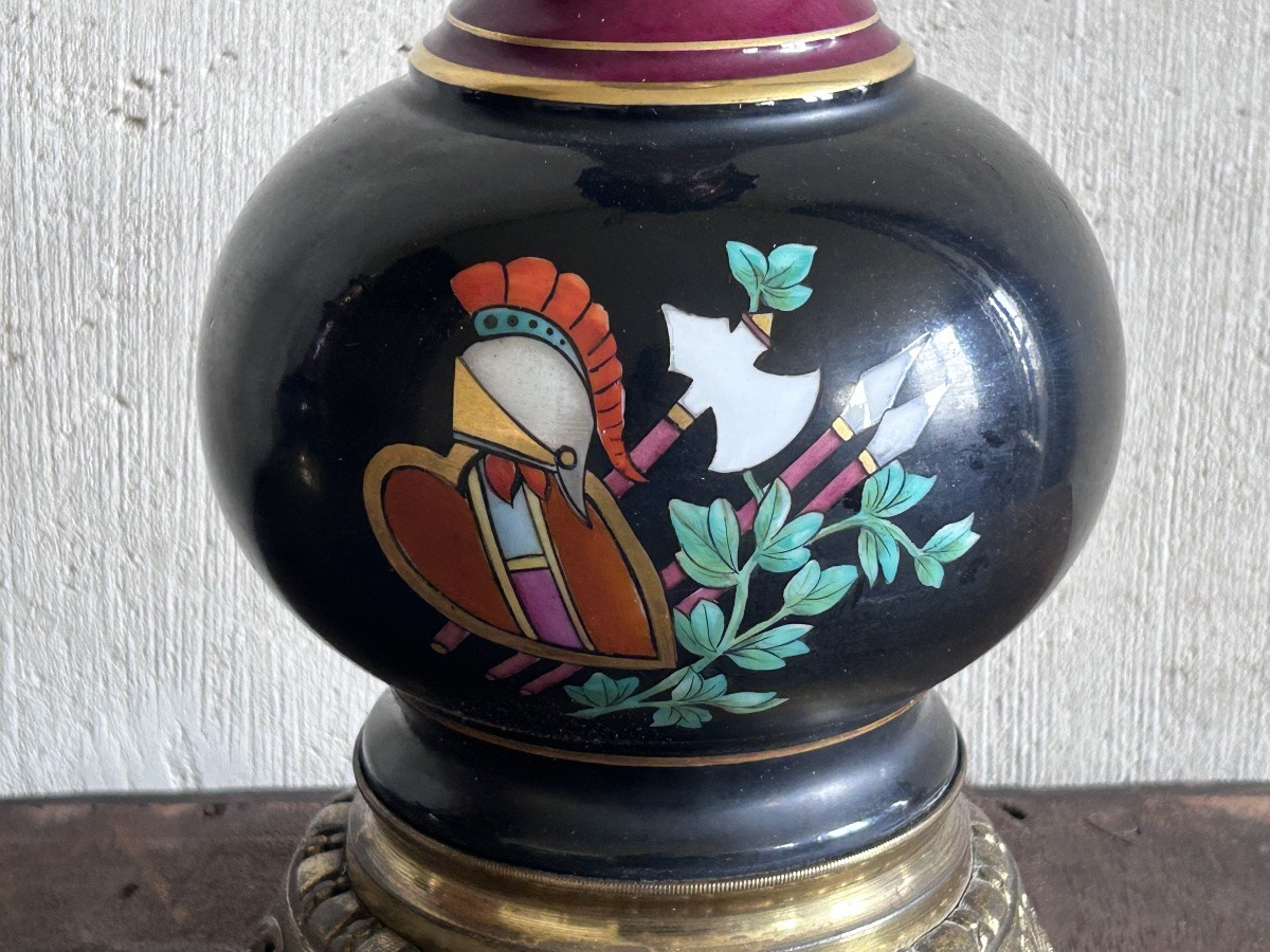 Paire de lampes à pétrole en porcelaine Napoléon III-photo-2