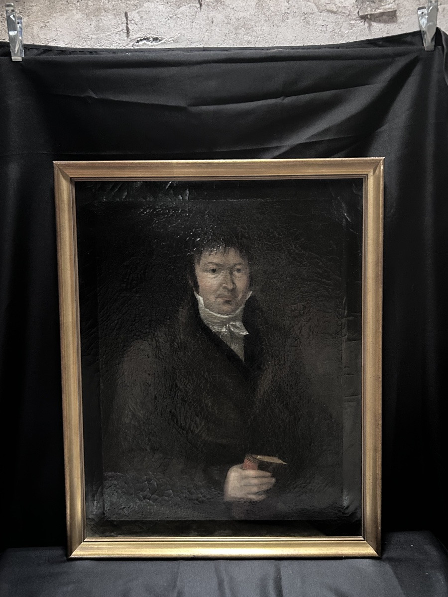 Tableau portrait d’homme XVIIIe siècle huile sur toile -photo-4