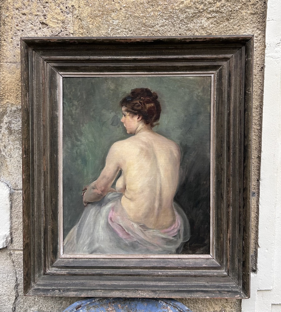 P. Maliavine, Female Back Nude Oil On Canvas-photo-2