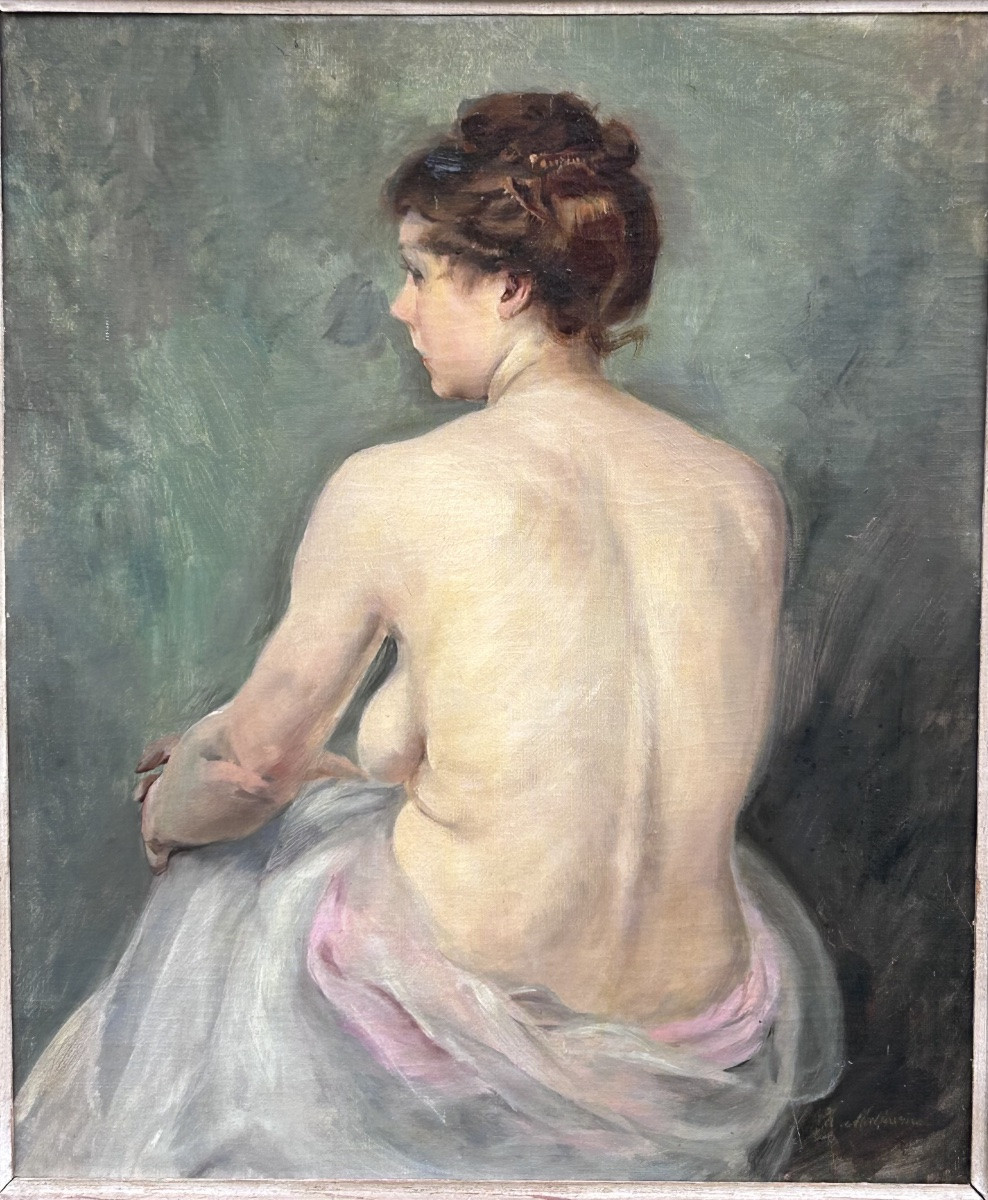 P. Maliavine, Female Back Nude Oil On Canvas-photo-3