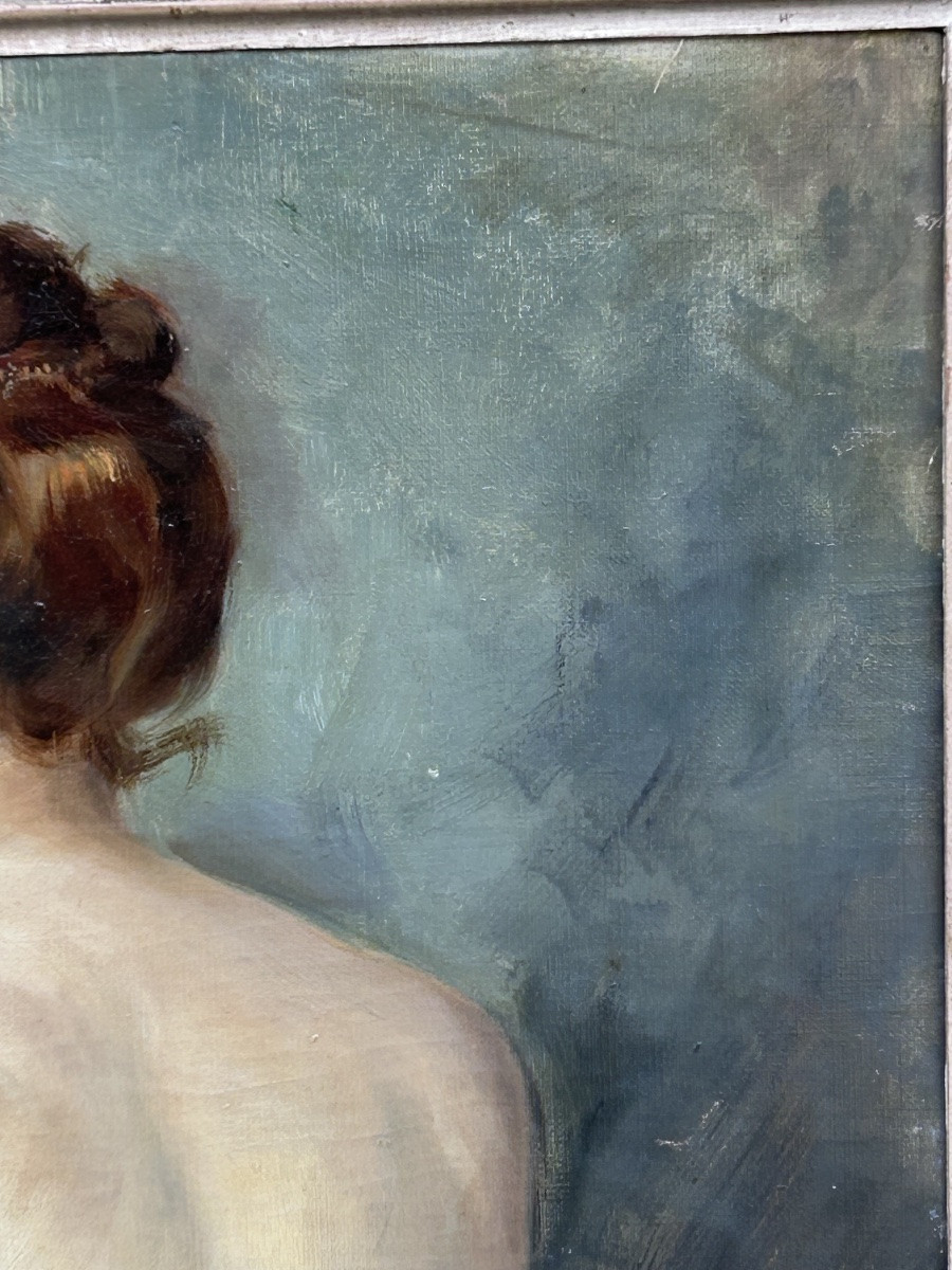 P. Maliavine, Female Back Nude Oil On Canvas-photo-1