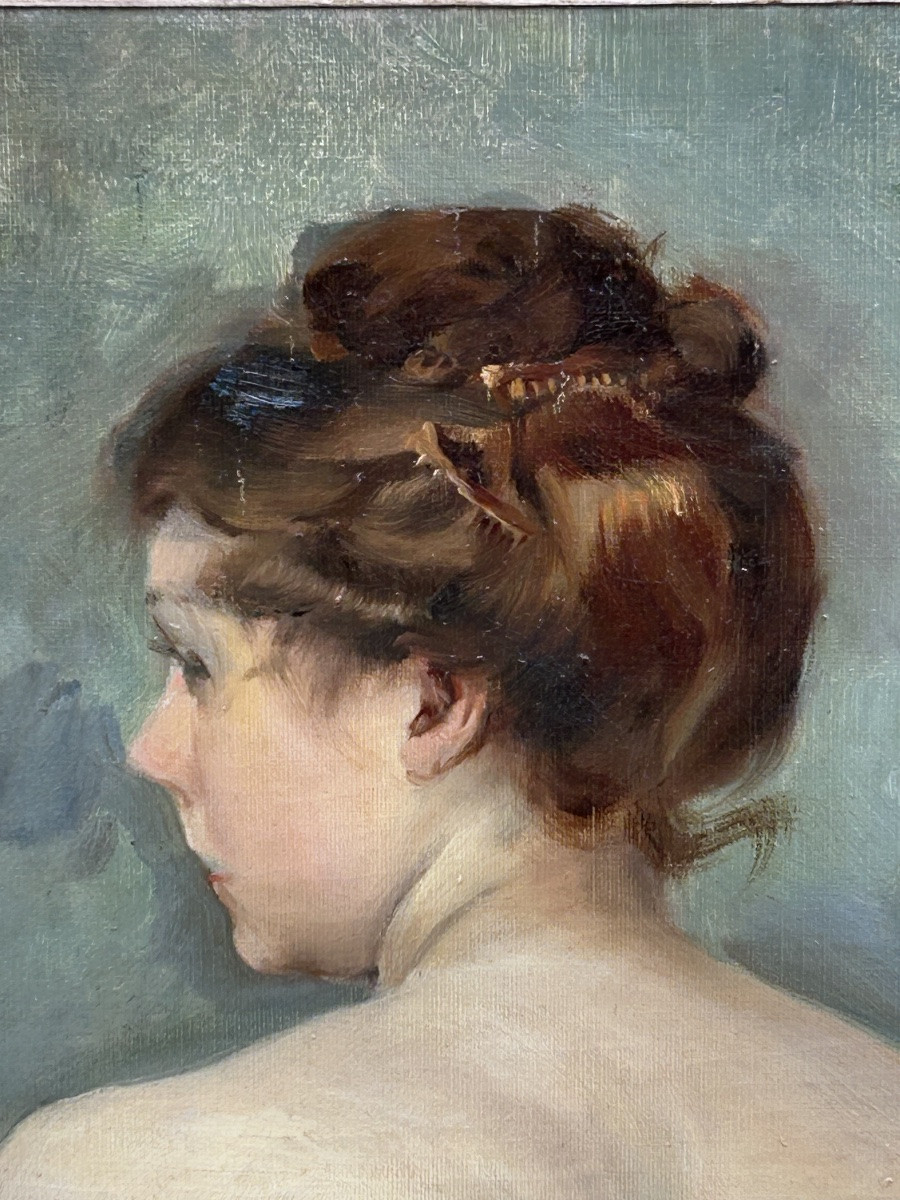 P. Maliavine, Female Back Nude Oil On Canvas-photo-2
