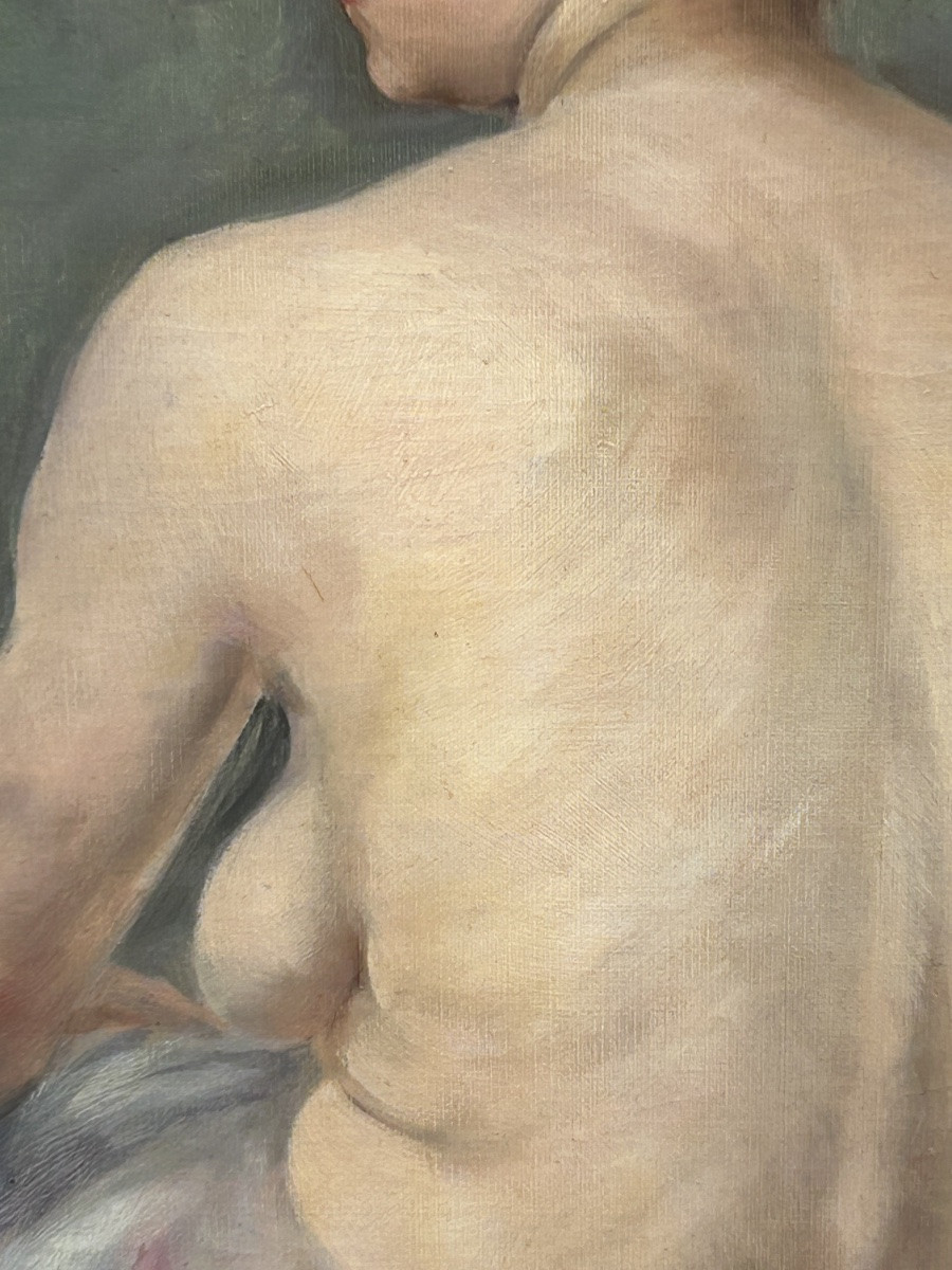 P. Maliavine, Female Back Nude Oil On Canvas-photo-4