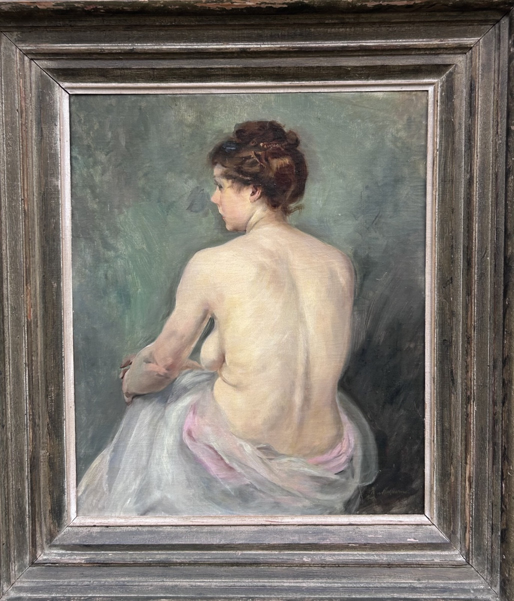 P. Maliavine, Female Back Nude Oil On Canvas