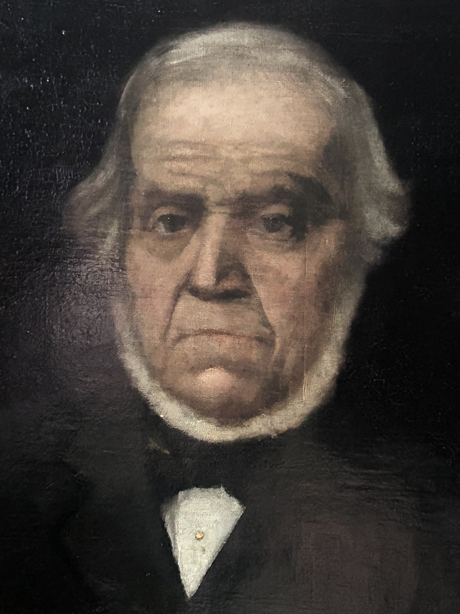 Huile sur toile portrait d’un industriel XIXe siècle -photo-1