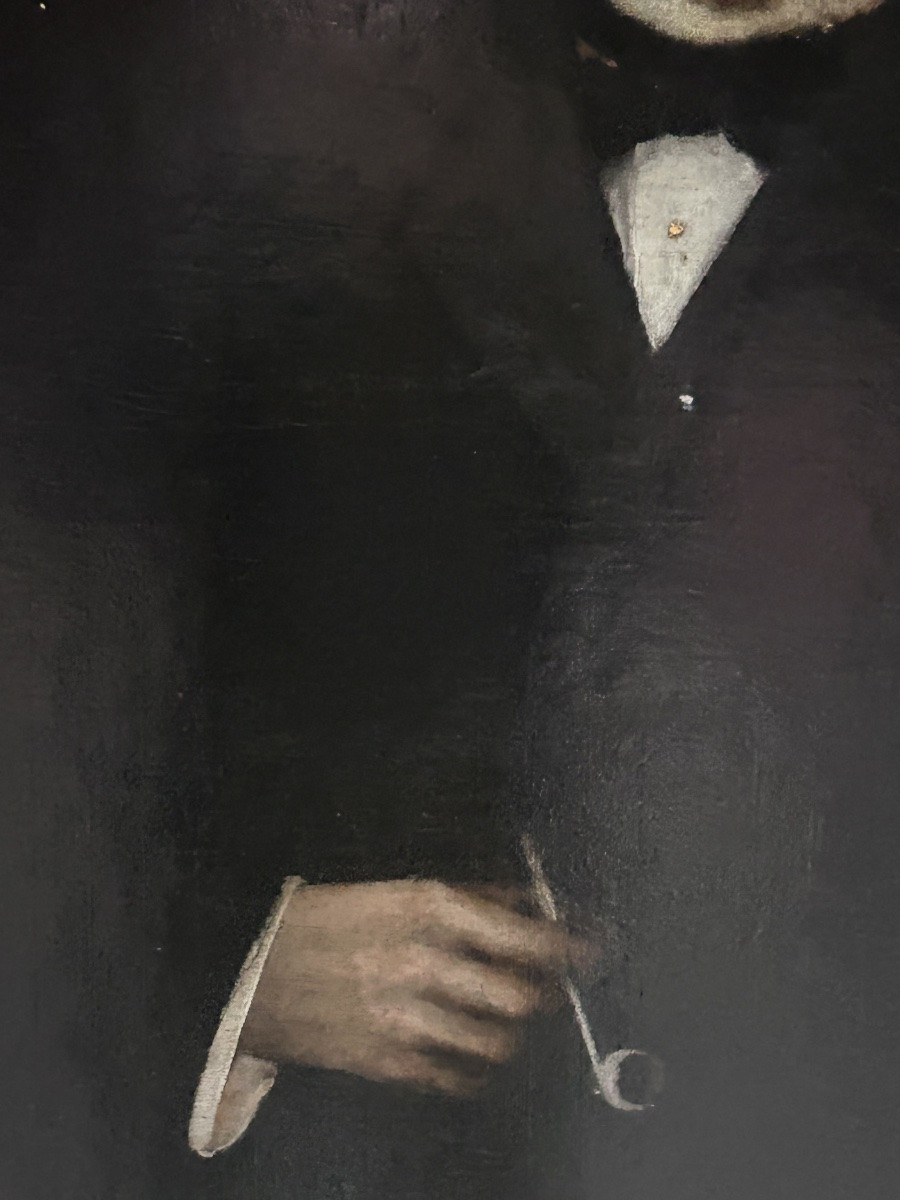 Huile sur toile portrait d’un industriel XIXe siècle -photo-2