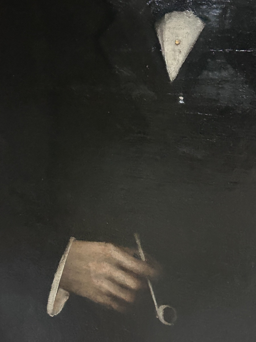 Huile sur toile portrait d’un industriel XIXe siècle -photo-3
