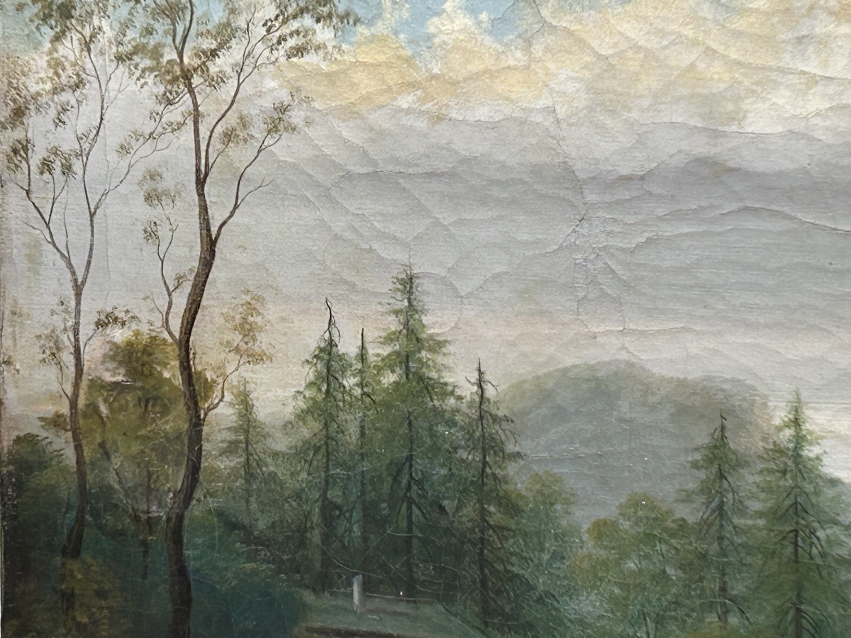 Huile sur toile grand forme paysage animé XIXe siècle -photo-1