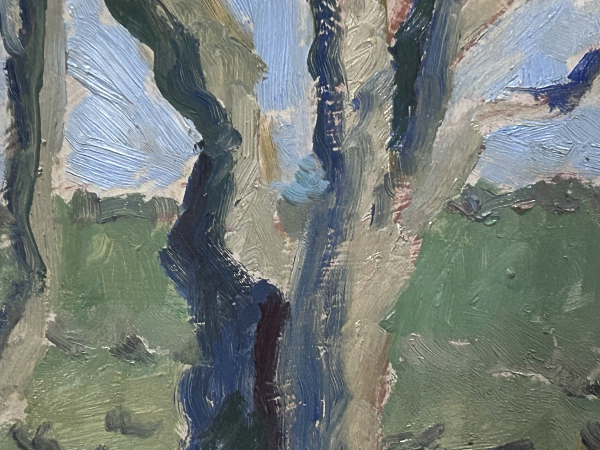Oil On Panel Scandinavian Forest Expressionist Painting-photo-7