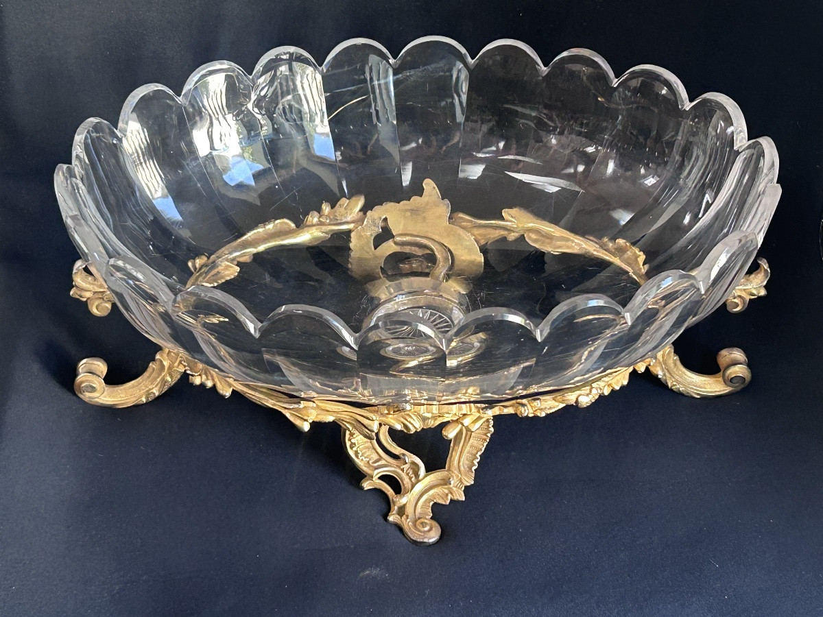 Milieu de table Napoléon III en cristal de Baccarat et bronze doré -photo-2