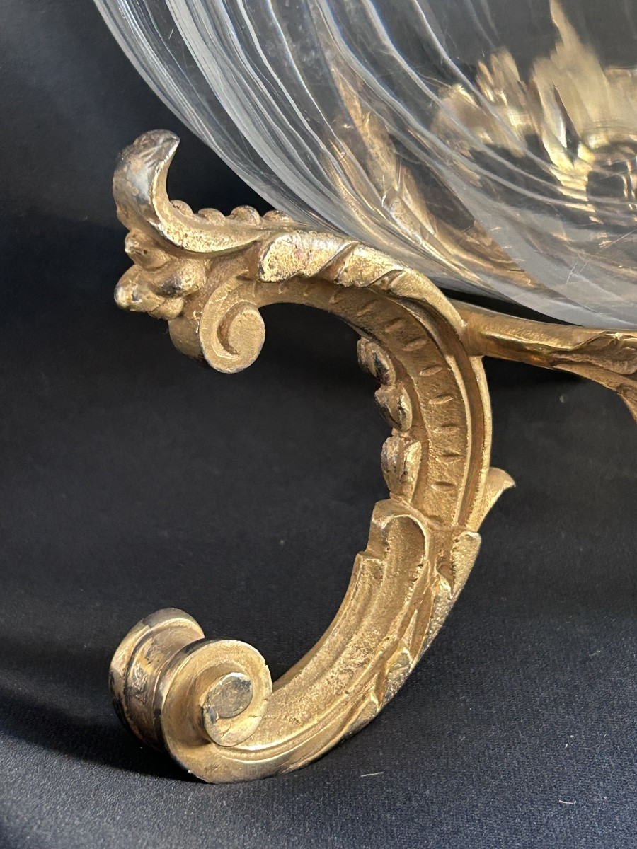 Milieu de table Napoléon III en cristal de Baccarat et bronze doré -photo-4