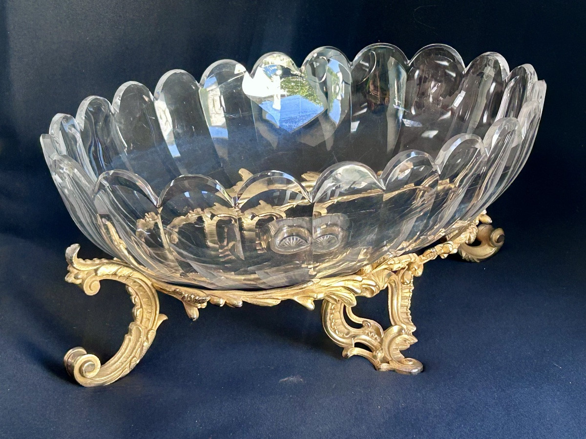 Milieu de table Napoléon III en cristal de Baccarat et bronze doré -photo-1
