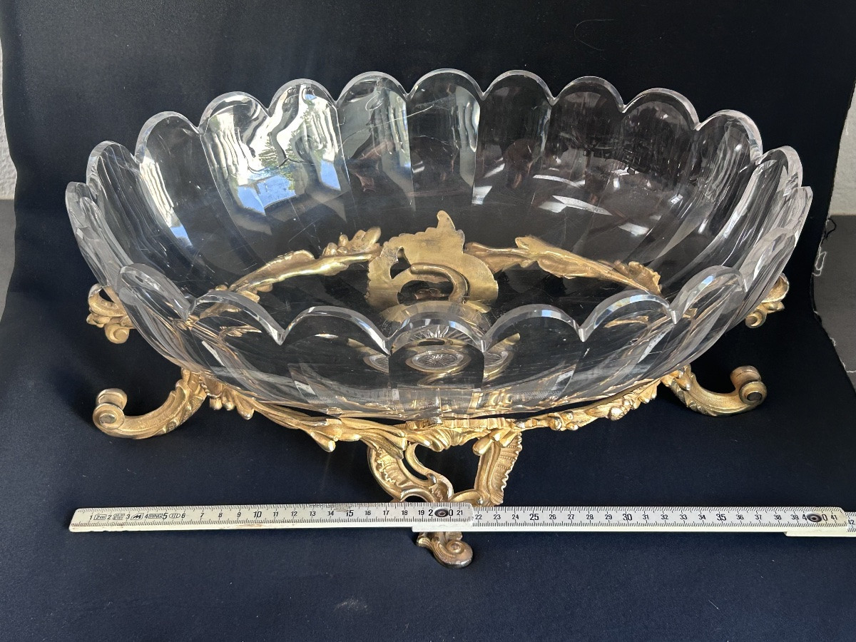 Milieu de table Napoléon III en cristal de Baccarat et bronze doré -photo-7