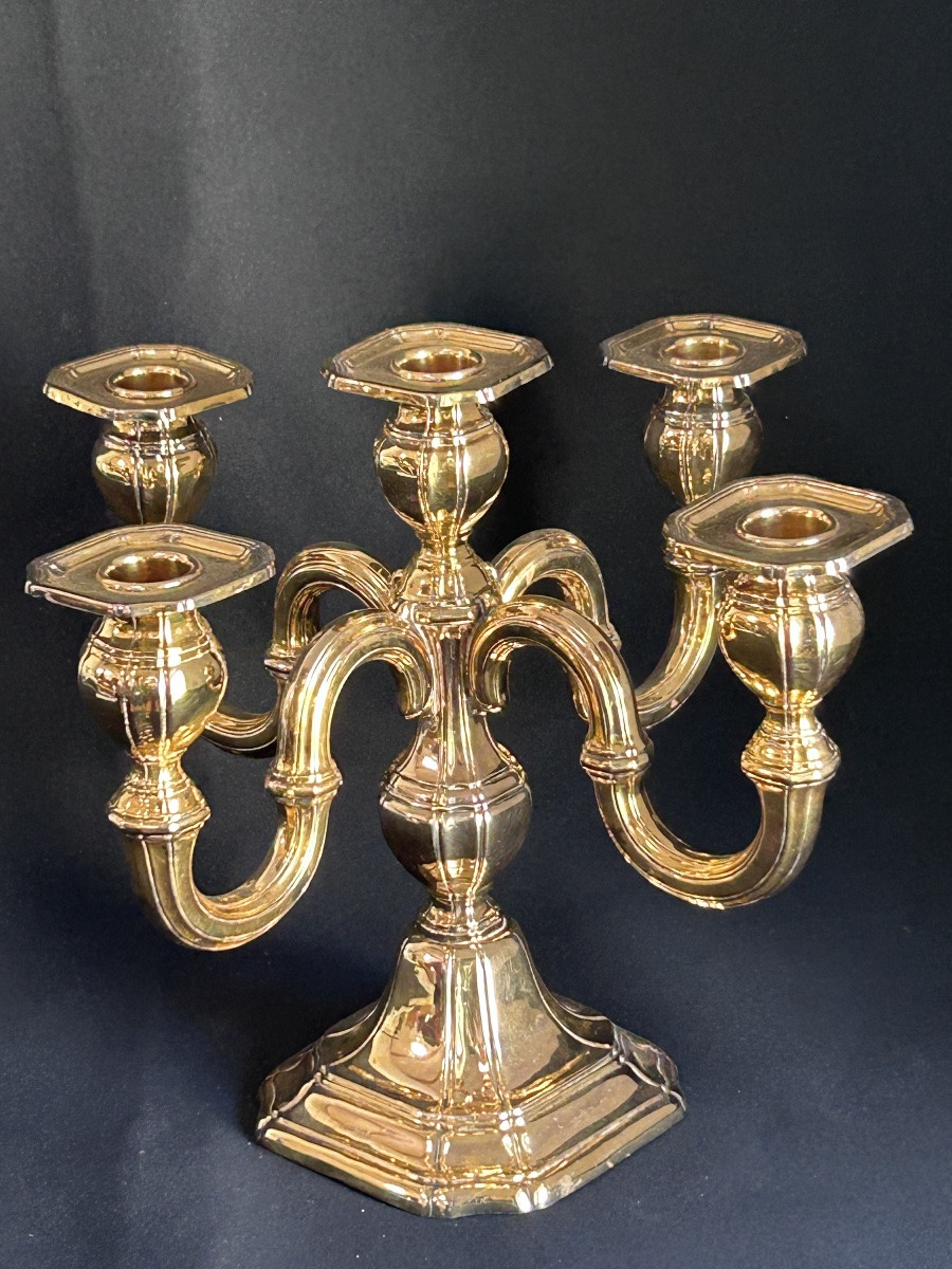 5-arm Candelabra In Vermeil-photo-3